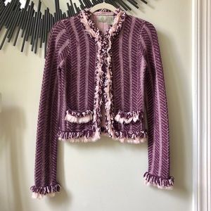 Anthropologie Monogram HRW Fringe Cardigan